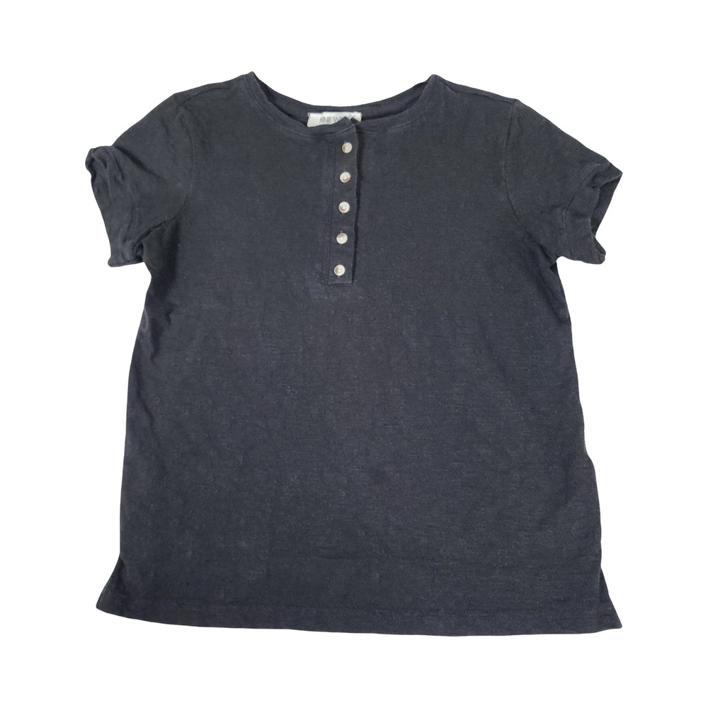 Nine West Jeans 100% coton Womens XS Black Cotton Short Sleeve Henley Button
